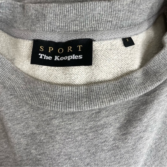 The Kooples Sport Gray Star Studded Sleeve Crewneck Sweatshirt Women's Sz 2 US M - Picture 11 of 11